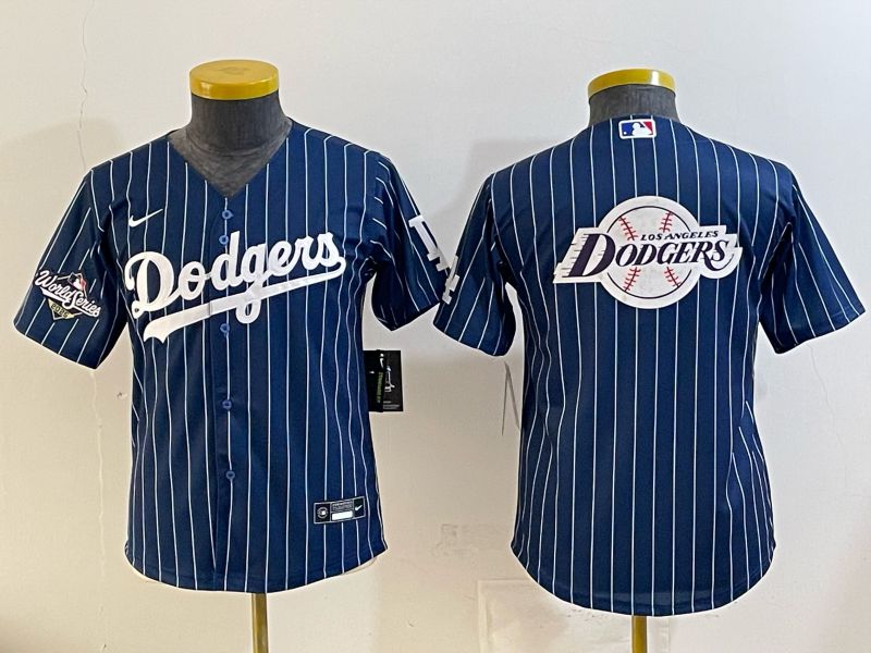 Youth 2026 Los Angeles Dodgers Blank Drak Blue Stripe Game Nike MLB Jersey style 0013->youth mlb jersey->Youth Jersey